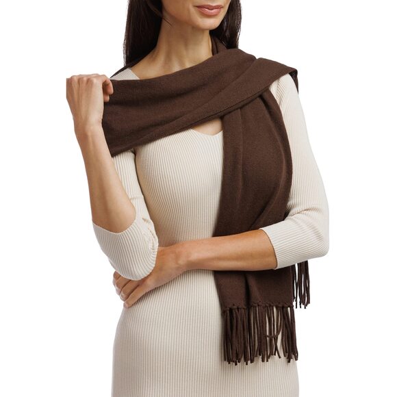 Women's 100% Cashmere Knit Scarf With Fringe Detail; Super Soft And 8183 - Picture 1 of 6